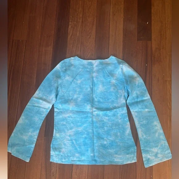 Juicy Couture Blue Linen Tie Dye Bell
Sleeve Blouse sz S Excellent Conditon - Picture 6 of 7
